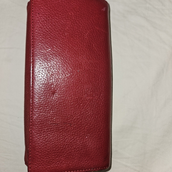 Talbots Genuine leather red wallet, paisley print non-smoke home - Picture 8 of 16